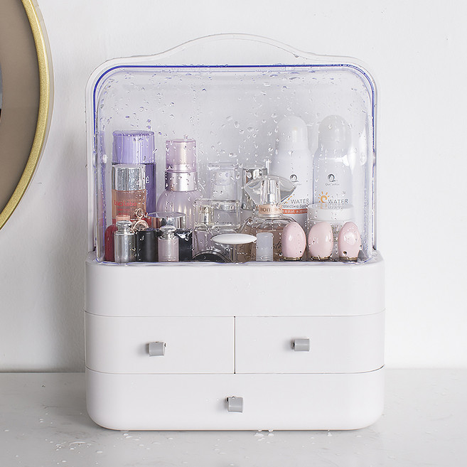 비타할로 화장품 정리함 커버형 + 교체용 손잡이, 1세트, 화이트