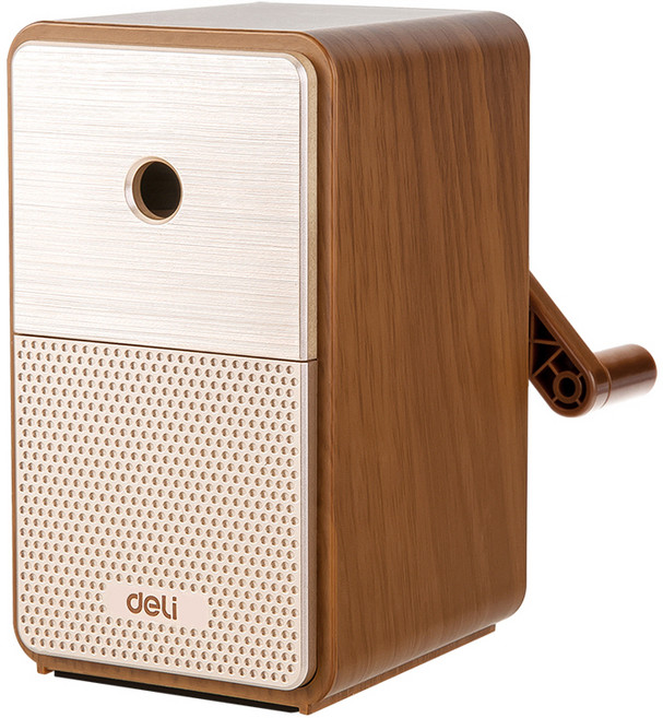 델리 레트로 스피커 모양 5단 심조절 회전식 연필깎이, 브라운, 1개