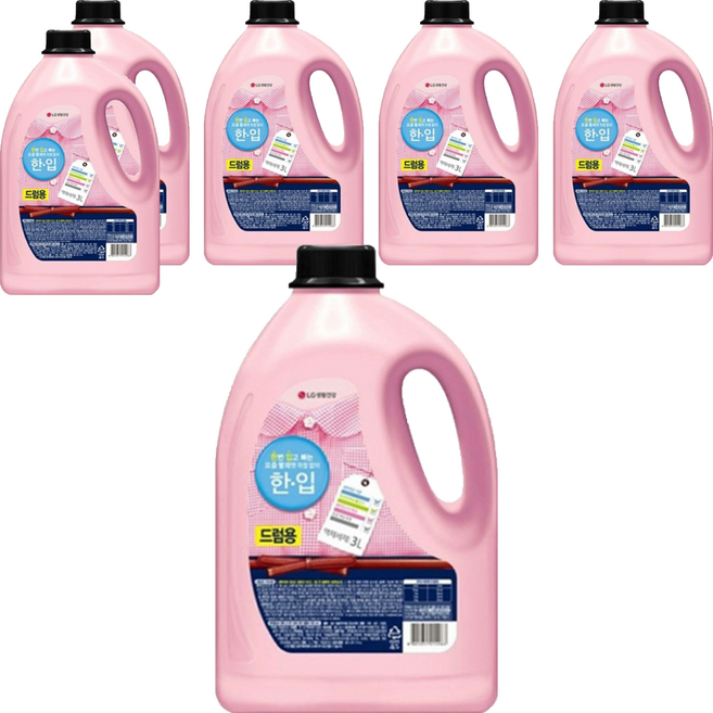 한입 액체세제 드럼용 용기, 3L, 6개