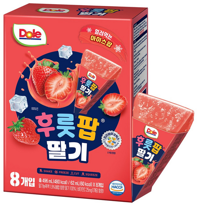 돌 후룻팝 딸기, 8개, 62ml