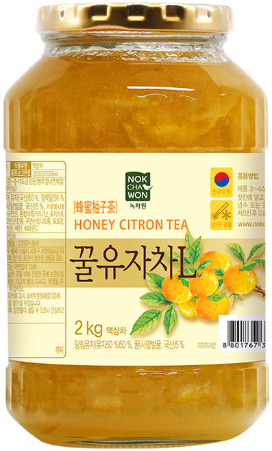 녹차원 차다움 꿀유자차, 1개, 2kg, 1개입