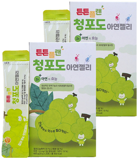 아람농장 튼튼플랜 청포도 아연젤리 20p, 2개, 400g