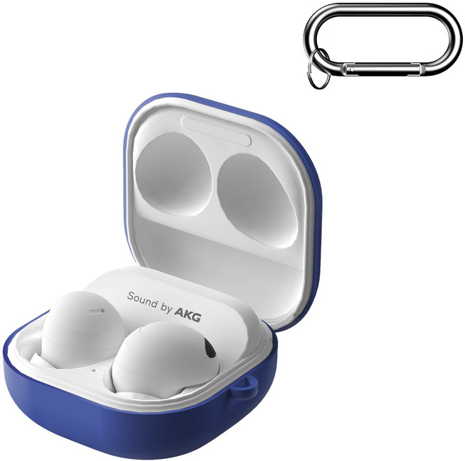 구스페리 실리콘 케이스 + 분실방지 키링 세트, 갤럭시버즈FE / 버즈2프로 / 버즈2 / 버즈프로 / 버즈라이브, 네이비, 1개