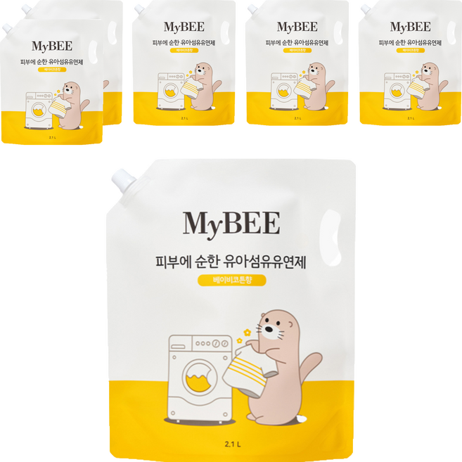 마이비 피부에순한 유아 섬유유연제 베이비코튼향 리필, 2.1L, 6개