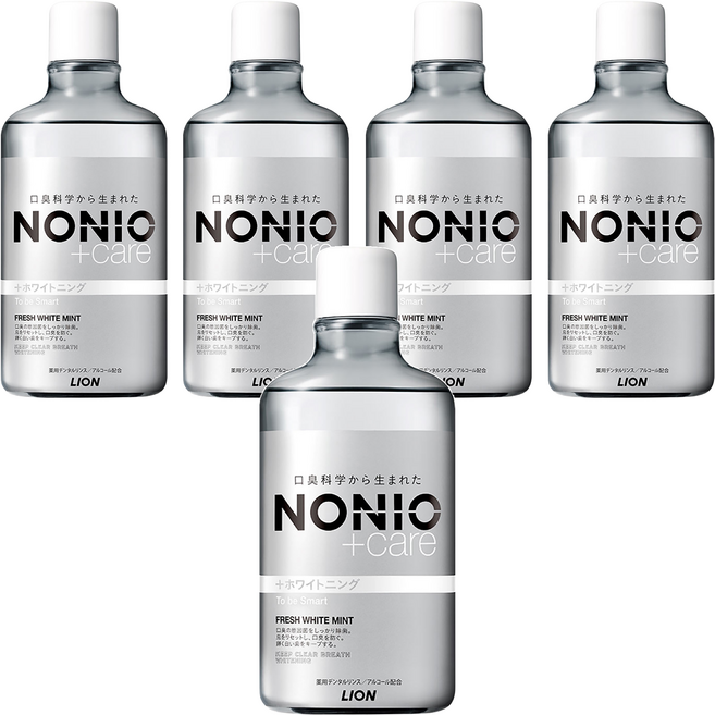 LION 獅王 NONIO 終結口氣漱口水 晶燦亮白, 600ml, 5瓶