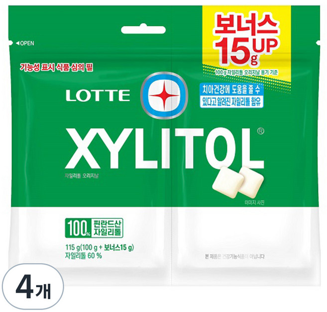 롯데자일리톨 껌 오리지날 트윈, 115g, 4개