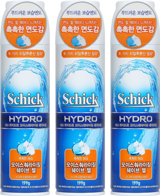 쉬크 하이드로 모이스춰라이징 쉐이브젤, 199g, 3개