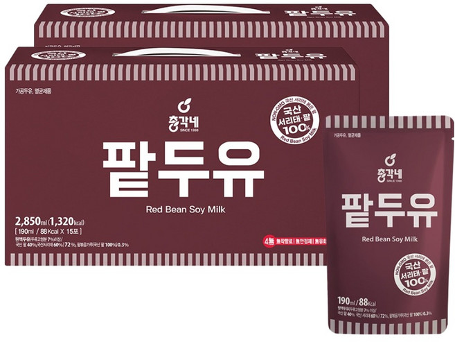 총각네 국산 서리태 팥두유, 190ml, 30개