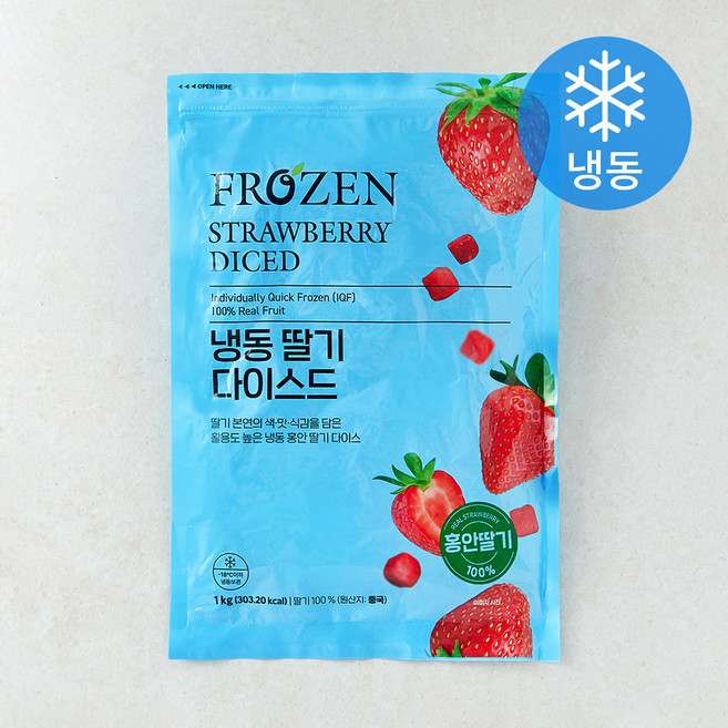 딸기 다이스 (냉동), 1개, 1kg
