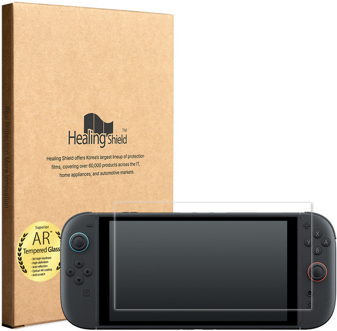 힐링쉴드 닌텐도 스위치2 AR 고화질 강화유리 액정보호필름 세트, 1세트