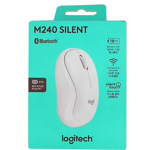 logitech 羅技 無線滑鼠 M240, MR0105, 珍珠白