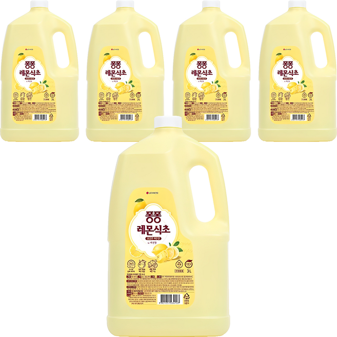 퐁퐁 레몬식초 주방세제 용기형, 3L, 5개
