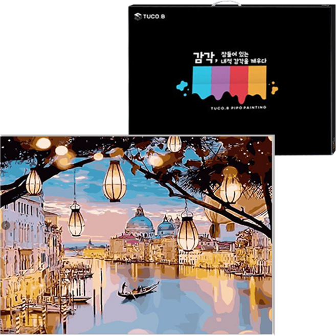 투코비 DIY 명화그리기 세트 가로형 40 x 50 cm, 강가의밤, 1개