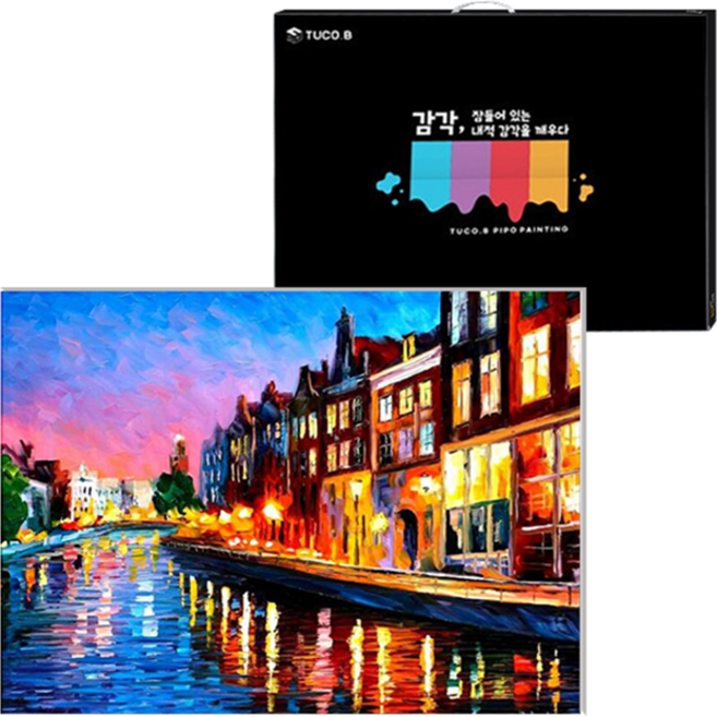 투코비 DIY 명화그리기 세트 가로형 40 x 50 cm, 강가의 야경 (GX7329), 1개
