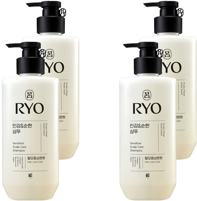 RYO 呂 溫和養護洗髮精 花香, 480ml, 4瓶