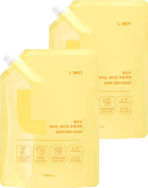 엘모트 뿌리는 세이프 주방세제 리필, 1L, 2개