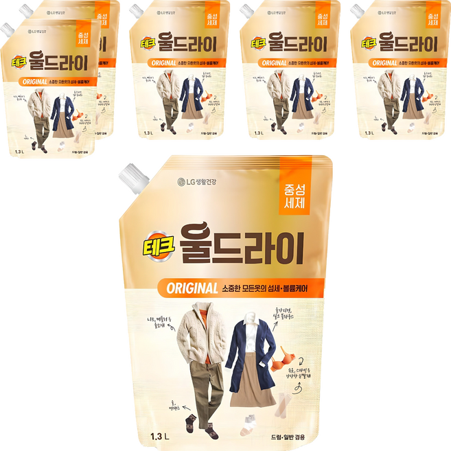 테크 울드라이 오리지널 중성세제 리필, 1.3L, 6개