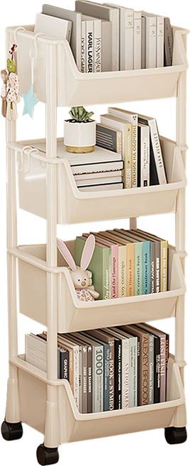 리네프 구르미 트롤리 선반, 화이트, 4단