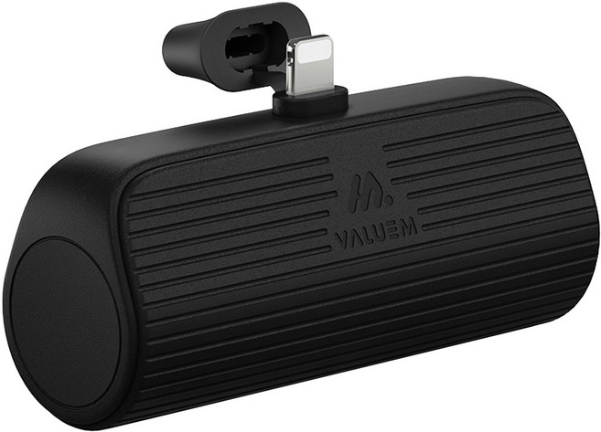밸류엠 일체형 미니 도킹형 무선 보조배터리 8핀, VM-B2PA5FPQ8P(8핀), 블랙