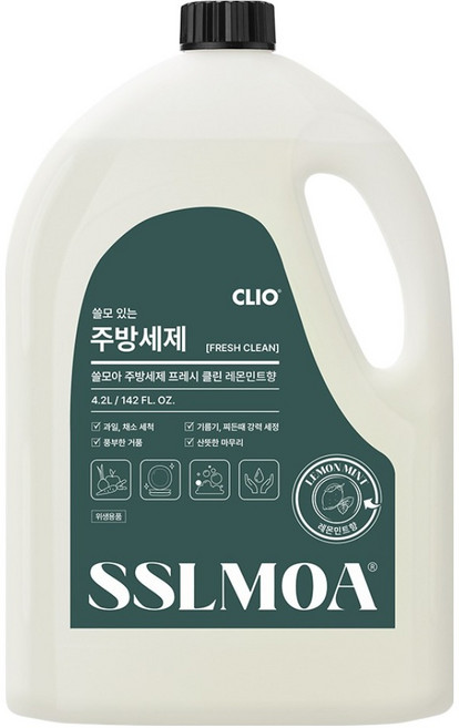 CLIO Sseulmoa 廚房洗潔精 檸檬薄荷香, 1個, 4.2L