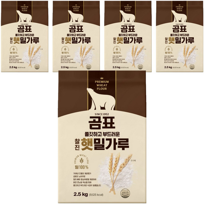 곰표 쫄깃하고 부드러운 찰진 햇밀가루, 2.5kg, 5개