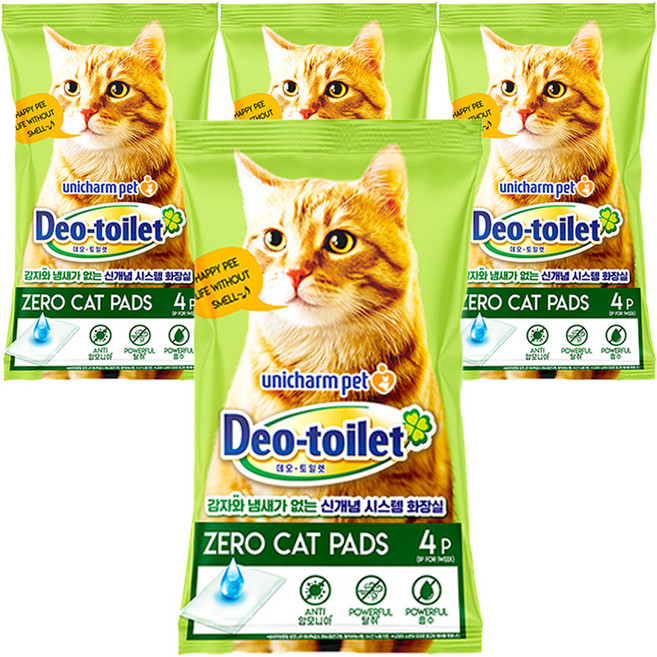 유니참데오토일렛 제로캣 패드 4p, 혼합색상, 4개