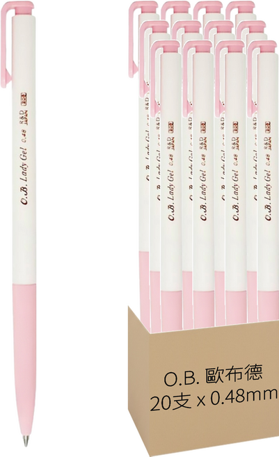 O.B. 歐布德 自動中性筆 0.48mm OB206, 紅色, 20支