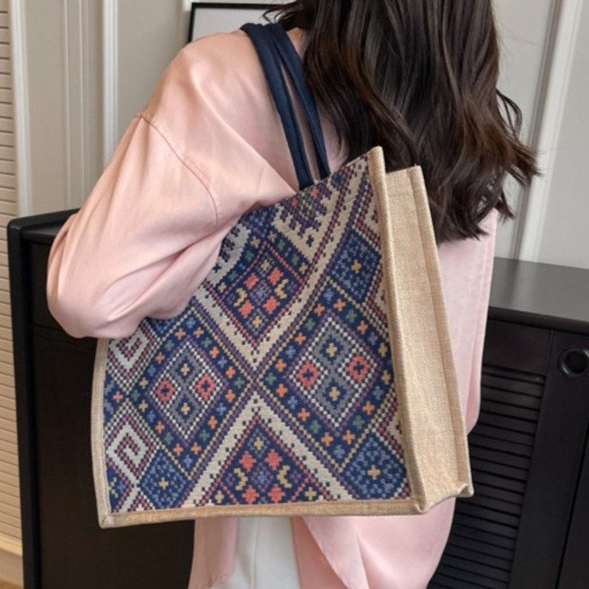 엘쏘 감성패턴 빅사이즈 에코 토트백