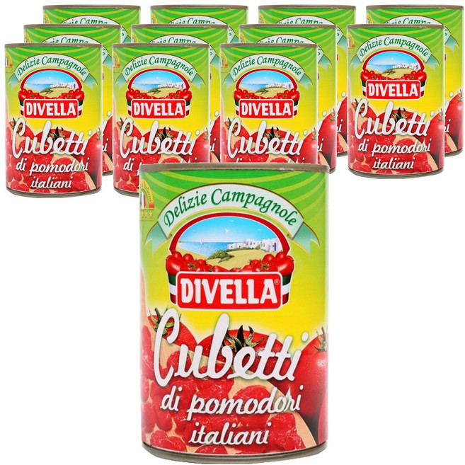 디벨라 꾸베띠 토마토 통조림 다이스, 12개, 400g