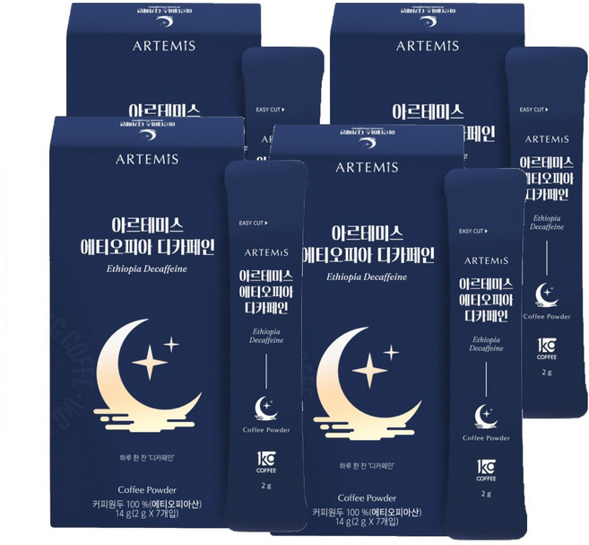 일킬로커피 아르테미스 에티오피아 디카페인 분말커피 7p, 2g, 7개입, 4개