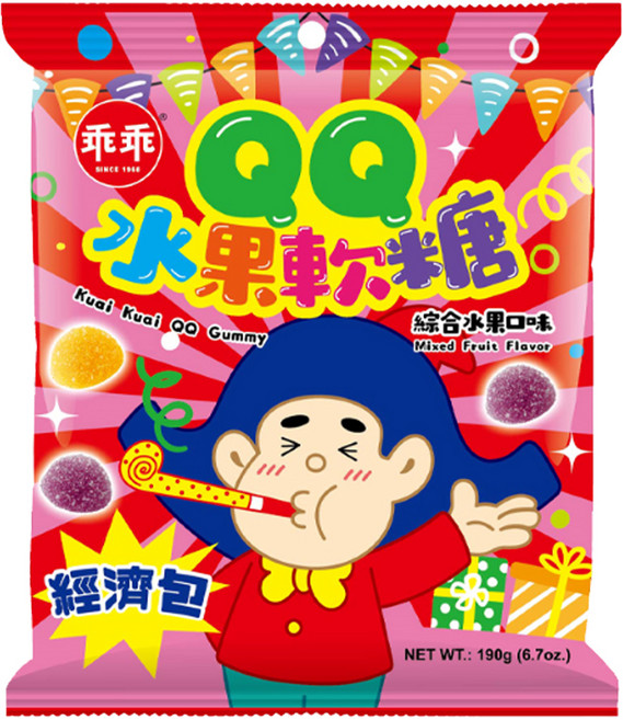 乖乖 QQ水果軟糖經濟包 綜合水果, 190g, 1袋