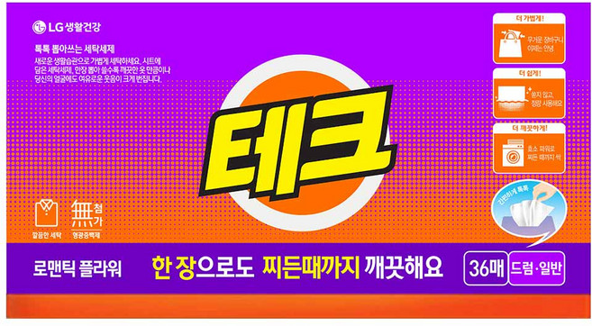 테크 간편 시트세제 로맨틱플라워향, 36매, 1개