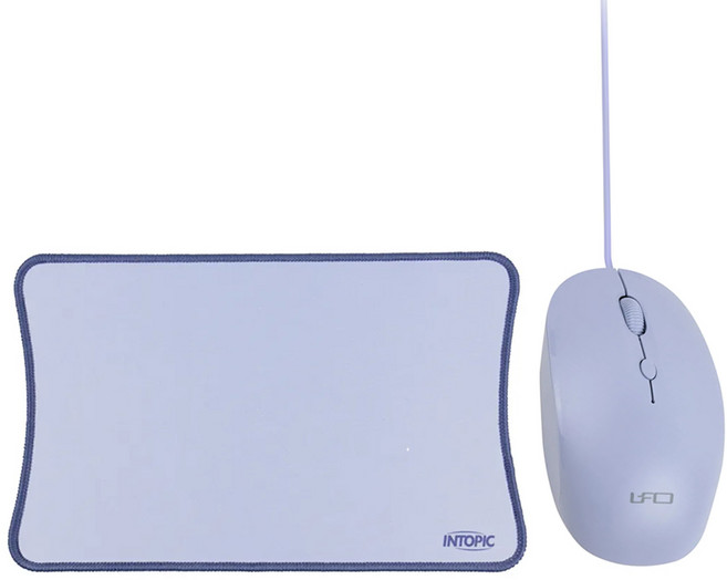 INTOPIC 廣鼎 飛碟光學有線滑鼠鼠墊組 USB隨插即用 3mm橡膠防滑 同色系, MSP-111, 莫蘭迪紫