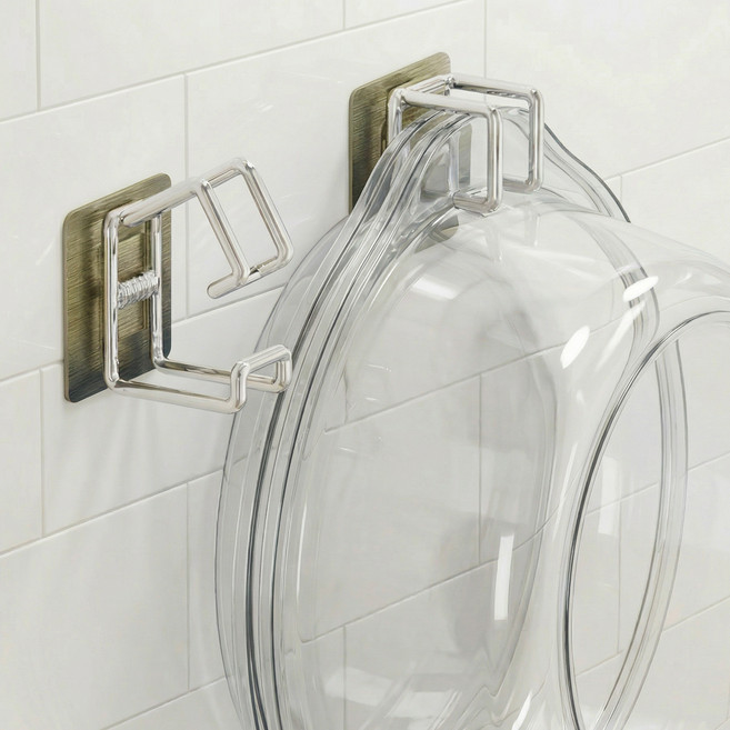 스프렉스 무타공 스테인리스 세숫대야 걸이, 실버, 2개