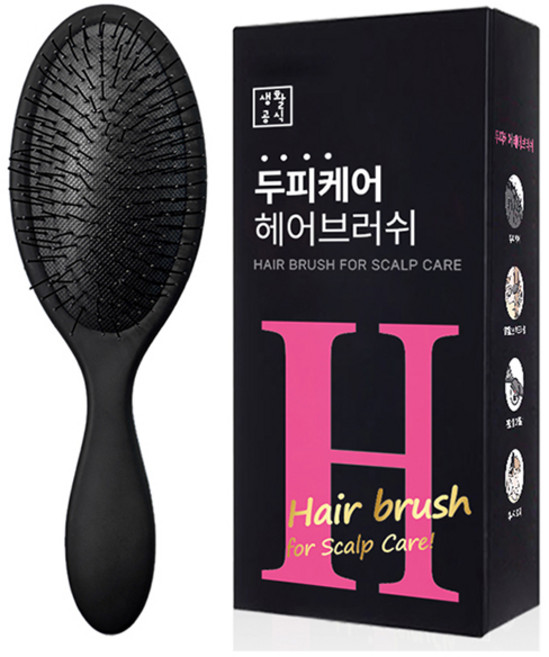 생활공식 두피케어 헤어브러쉬, 블랙, 1개