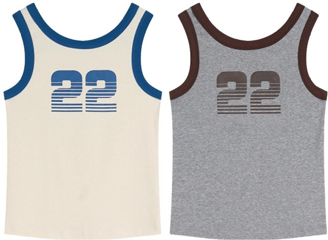 PEONIST 女款美式數字無袖上衣2件組