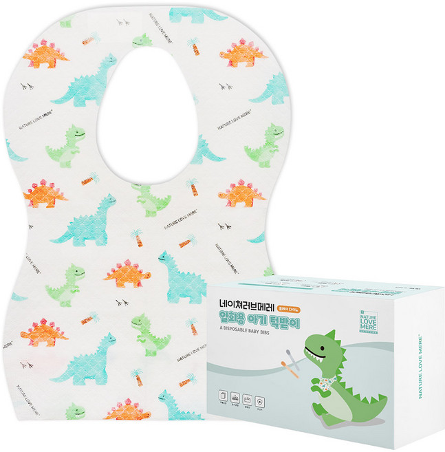 네이쳐러브메레 일회용 아기턱받이, 플레이다이노, 20개입, 1개