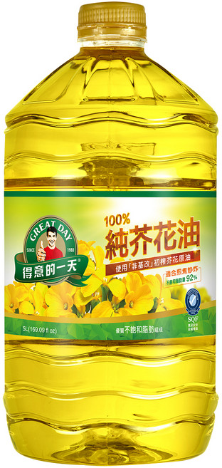 得意的一天 100%純芥花油, 5L, 1瓶