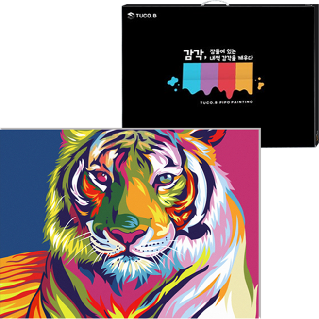 투코비 DIY 명화그리기 세트 가로형 40 x 50 cm, 레인보우 호랑이(GX9203), 1개