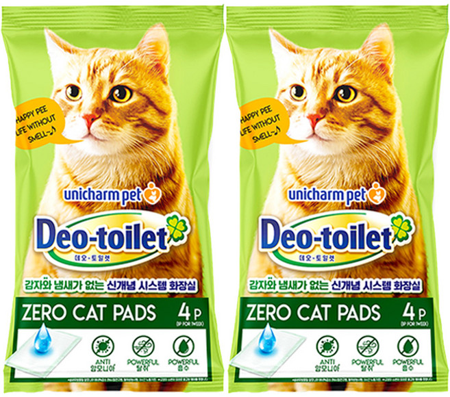 유니참데오토일렛 제로캣 패드 4p, 혼합색상, 2개