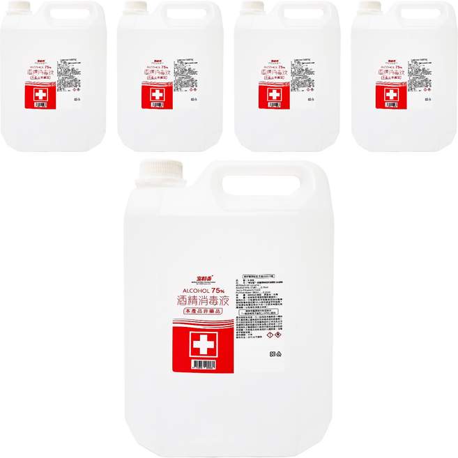 室翲香 75%酒精桶裝消毒液, 4L, 5桶