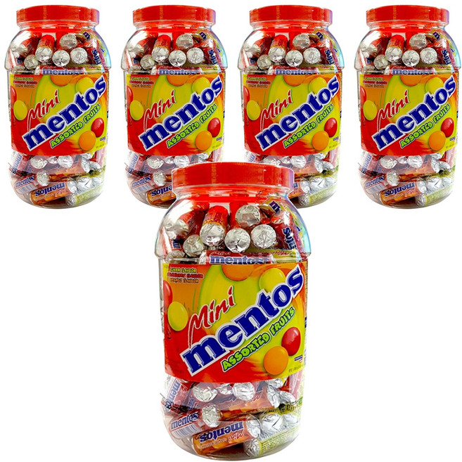 mentos 曼陀珠 迷你曼陀珠 綜合水果口味, 1kg, 5桶