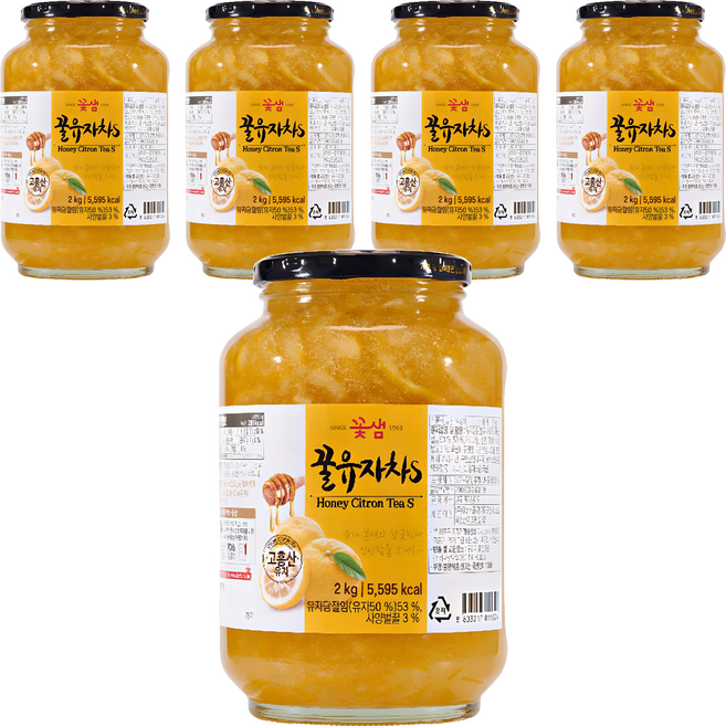 꽃샘 꿀 유자차 S, 2kg, 1개입, 5개