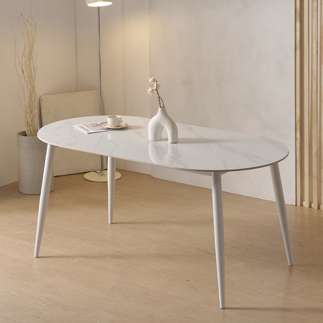 공간사이 로키 1800 세라믹 사각 식탁 테이블 방문설치, 화이트, 6인용