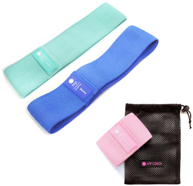 비핏 힙코치밴드 3종 세트 + 매쉬백, 헤비블루, 미디움핑크, 라이트민트, 1세트