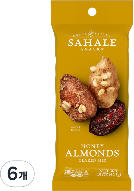 SAHALE SNACKS 蜂蜜杏仁, 42.5克, 6個