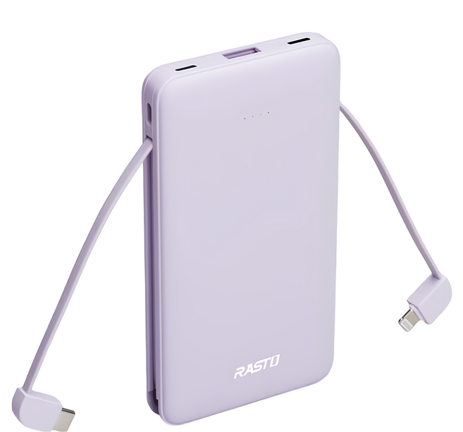 RASTO RB34 自帶雙線三輸出快充版行動電源, MD-BP-068, 紫色