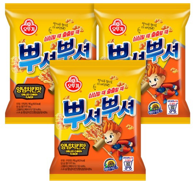 오뚜기 뿌셔뿌셔 양념치킨맛, 90g, 3개