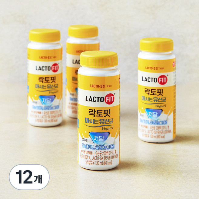 종근당건강 락토핏 마시는유산균 저당, 12개, 1개입, 130ml