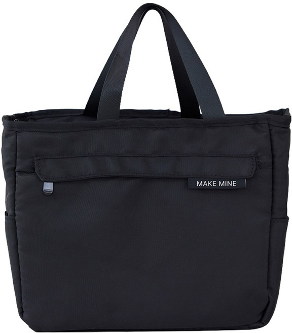 메이크마인 데일리 휴대용 방수 얼룩방지 보온보냉 도시락 가방, Black, 1개